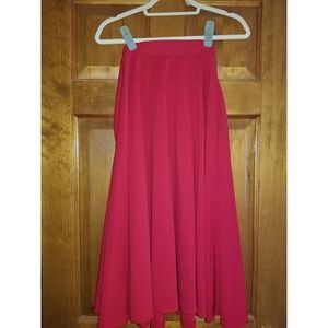 Red A-line Midi Skirt